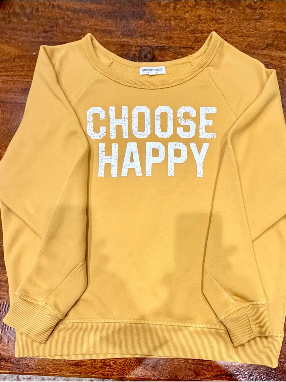 GAP Mustard 'Choose Happy' Crewneck Sweatshirt
